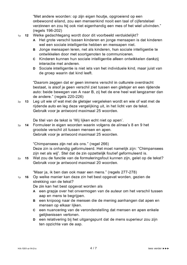 Opgaven examen HAVO Nederlands 2014, tijdvak 2. Pagina 4
