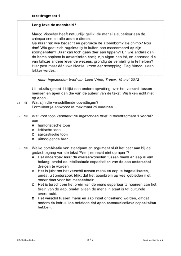Opgaven examen HAVO Nederlands 2014, tijdvak 2. Pagina 5