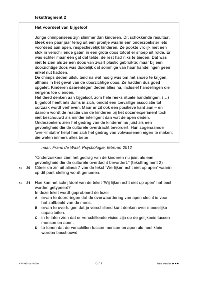 Opgaven examen HAVO Nederlands 2014, tijdvak 2. Pagina 6