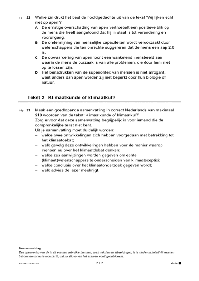 Opgaven examen HAVO Nederlands 2014, tijdvak 2. Pagina 7