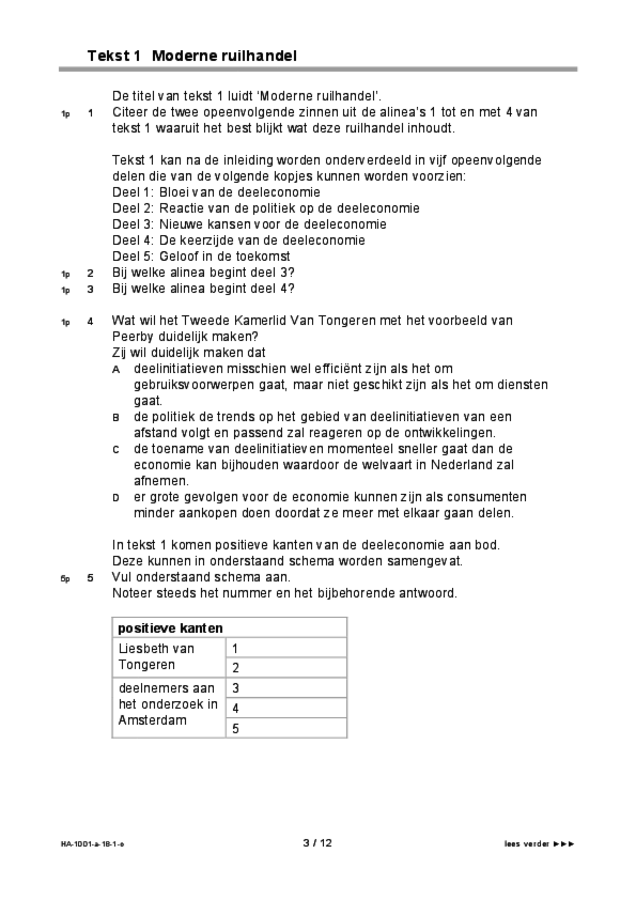 Opgaven examen HAVO Nederlands 2018, tijdvak 1. Pagina 3