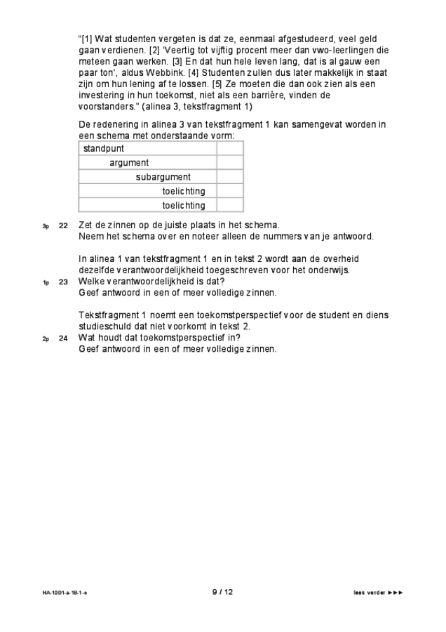 Opgaven examen HAVO Nederlands 2018, tijdvak 1. Pagina 9