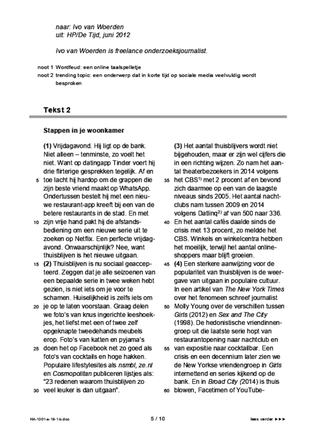 Bijlage examen HAVO Nederlands 2019, tijdvak 1. Pagina 5