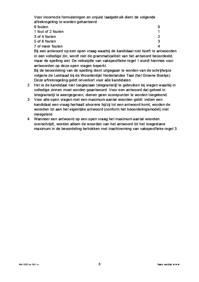 Correctievoorschrift examen HAVO Nederlands 2019, tijdvak 1. Pagina 5