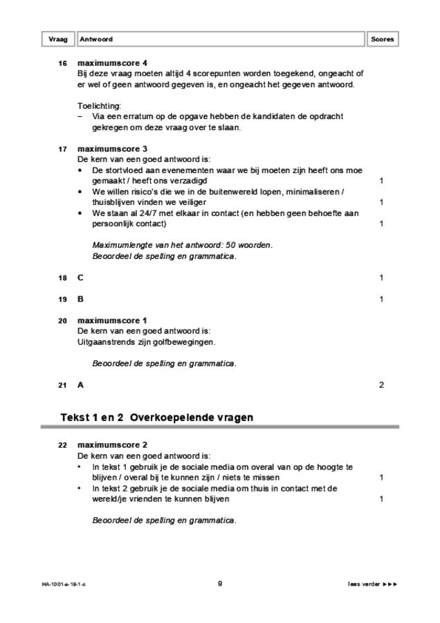 Correctievoorschrift examen HAVO Nederlands 2019, tijdvak 1. Pagina 9