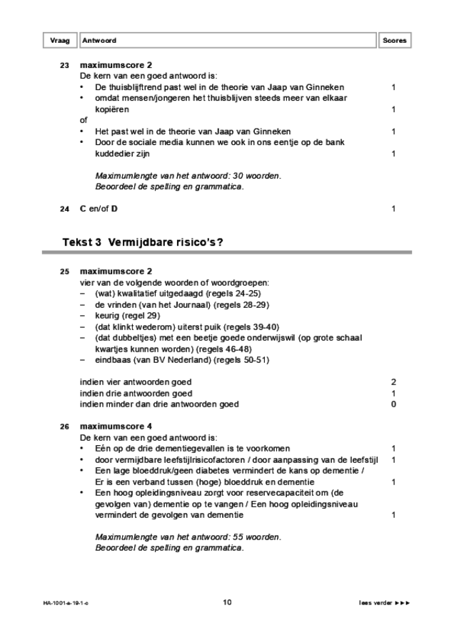 Correctievoorschrift examen HAVO Nederlands 2019, tijdvak 1. Pagina 10