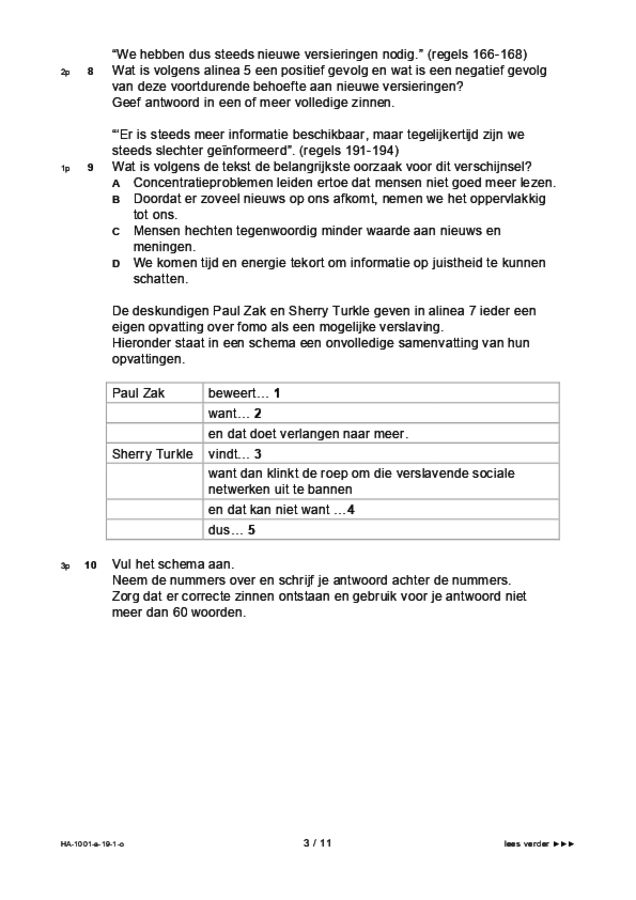 Opgaven examen HAVO Nederlands 2019, tijdvak 1. Pagina 3