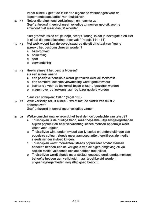 Opgaven examen HAVO Nederlands 2019, tijdvak 1. Pagina 6