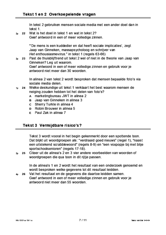 Opgaven examen HAVO Nederlands 2019, tijdvak 1. Pagina 7