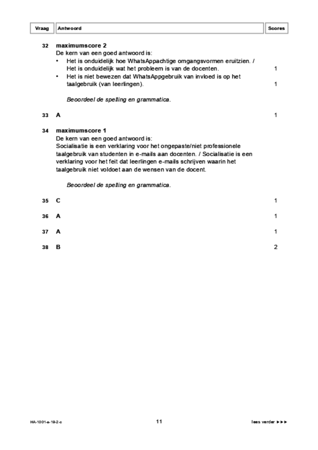 Correctievoorschrift examen HAVO Nederlands 2019, tijdvak 2. Pagina 11