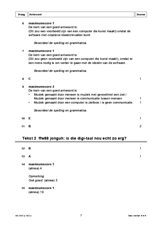 Correctievoorschrift examen HAVO Nederlands 2019, tijdvak 2. Pagina 7