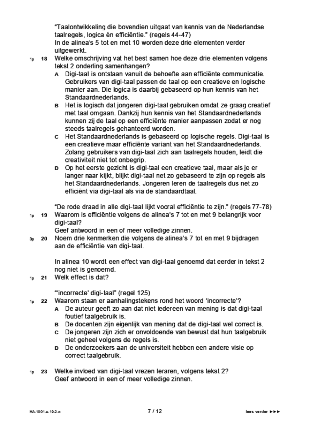 Opgaven examen HAVO Nederlands 2019, tijdvak 2. Pagina 7