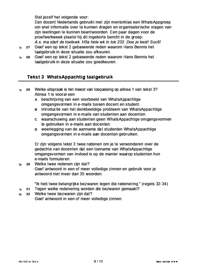 Opgaven examen HAVO Nederlands 2019, tijdvak 2. Pagina 9