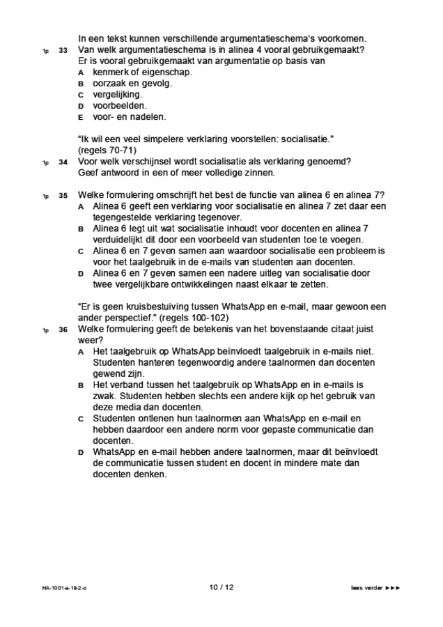 Opgaven examen HAVO Nederlands 2019, tijdvak 2. Pagina 10