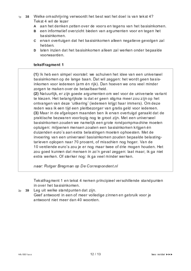 Opgaven examen HAVO Nederlands 2021, tijdvak 1. Pagina 12