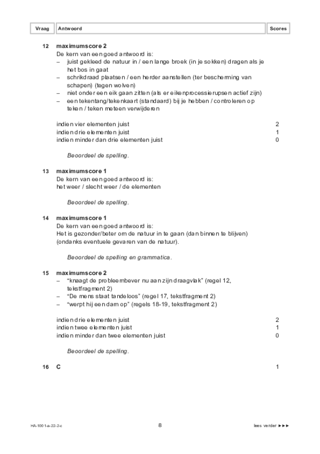 Correctievoorschrift examen HAVO Nederlands 2022, tijdvak 2. Pagina 8