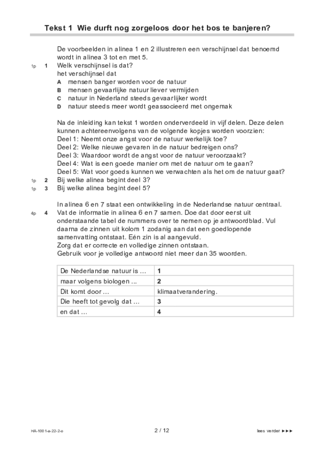 Opgaven examen HAVO Nederlands 2022, tijdvak 2. Pagina 2