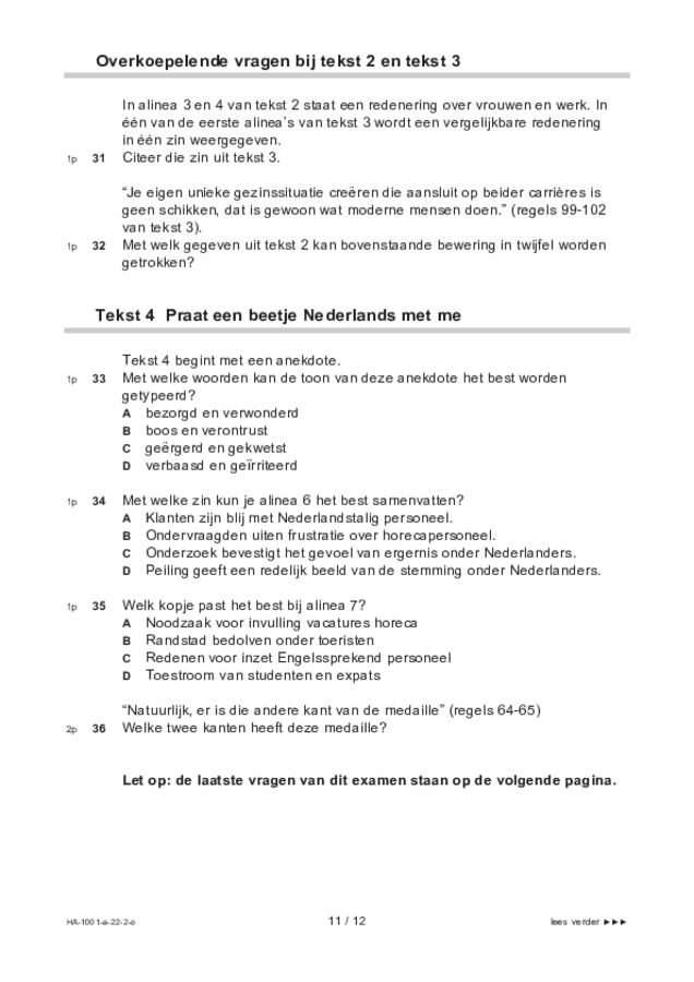 Opgaven examen HAVO Nederlands 2022, tijdvak 2. Pagina 11