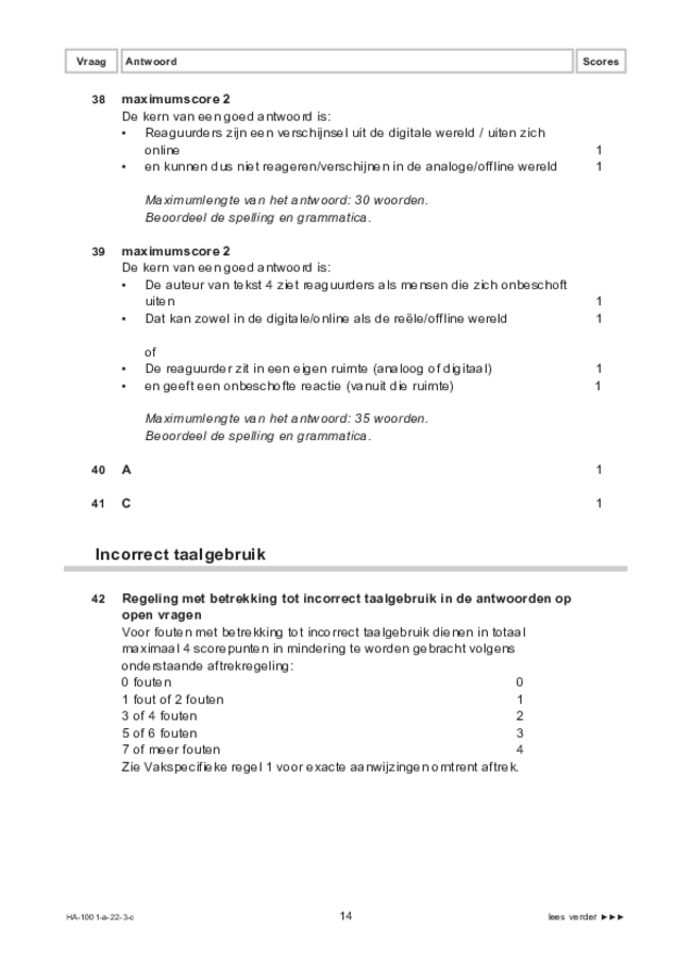 Correctievoorschrift examen HAVO Nederlands 2022, tijdvak 3. Pagina 14