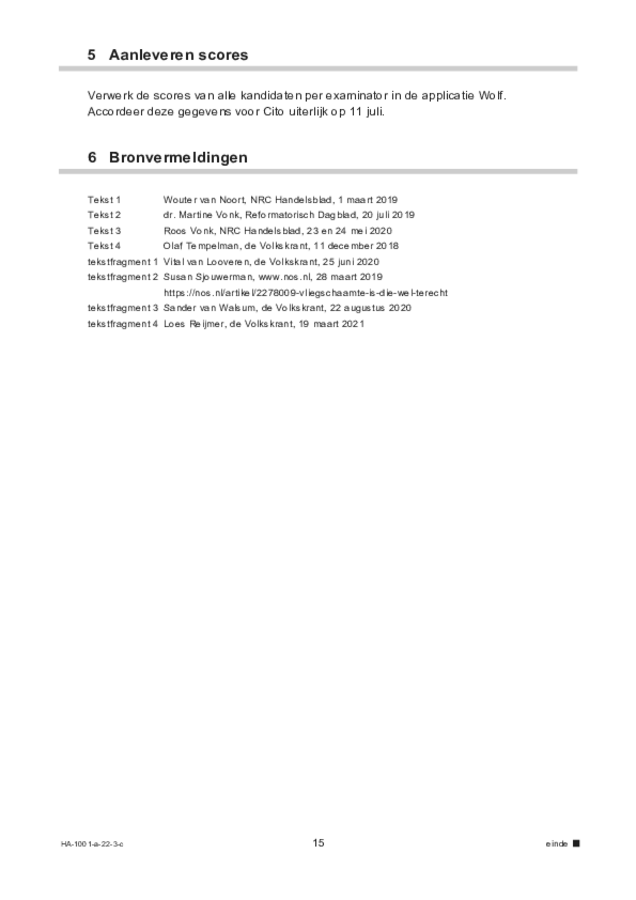 Correctievoorschrift examen HAVO Nederlands 2022, tijdvak 3. Pagina 15