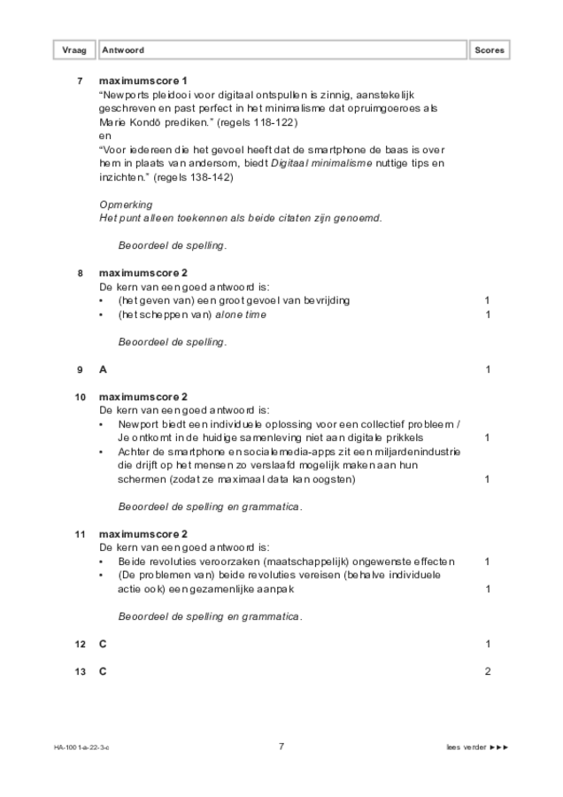 Correctievoorschrift examen HAVO Nederlands 2022, tijdvak 3. Pagina 7