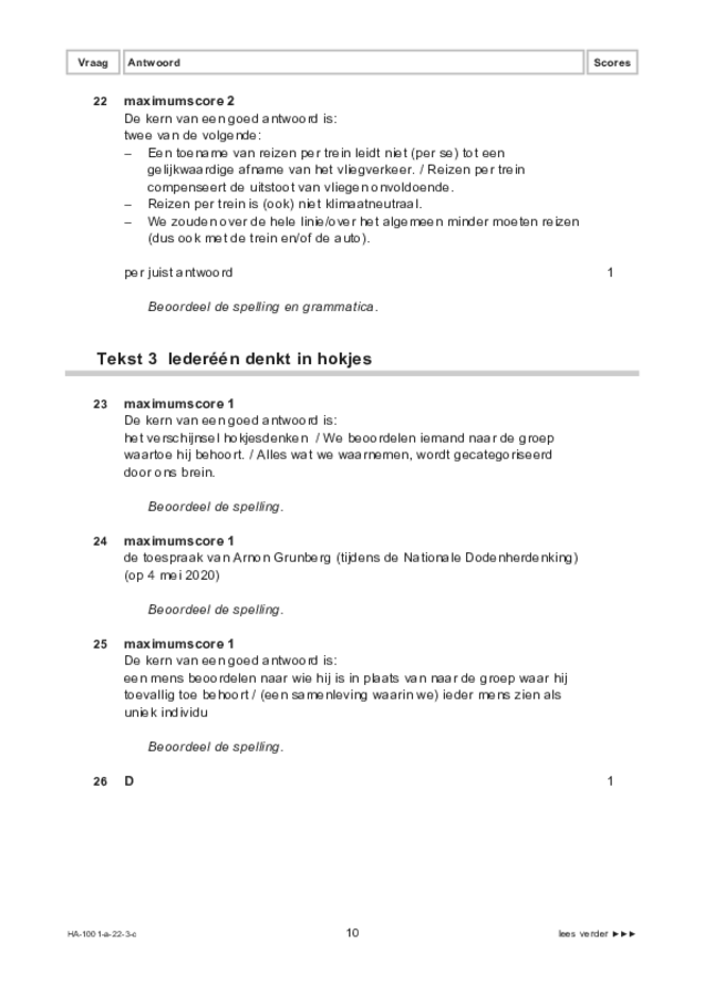 Correctievoorschrift examen HAVO Nederlands 2022, tijdvak 3. Pagina 10