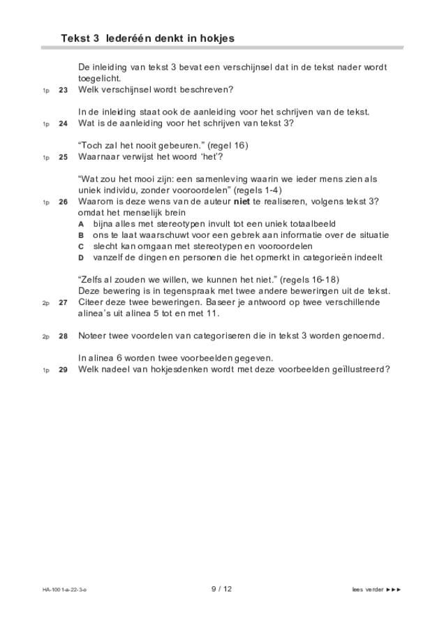 Opgaven examen HAVO Nederlands 2022, tijdvak 3. Pagina 9
