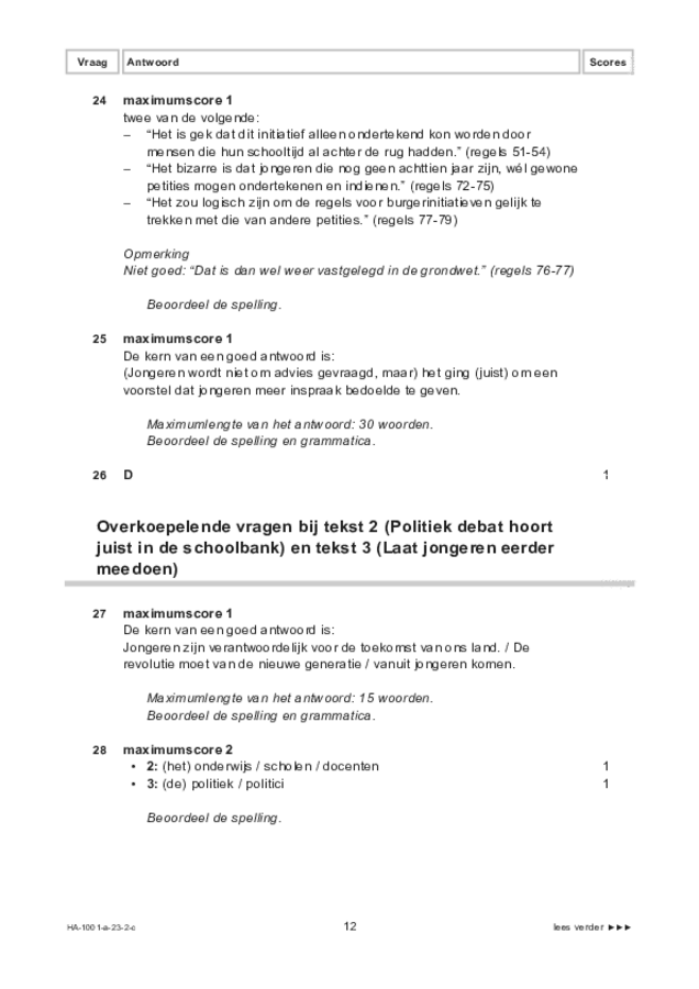 Correctievoorschrift examen HAVO Nederlands 2023, tijdvak 2. Pagina 12