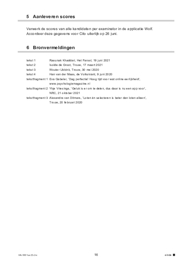 Correctievoorschrift examen HAVO Nederlands 2023, tijdvak 2. Pagina 16