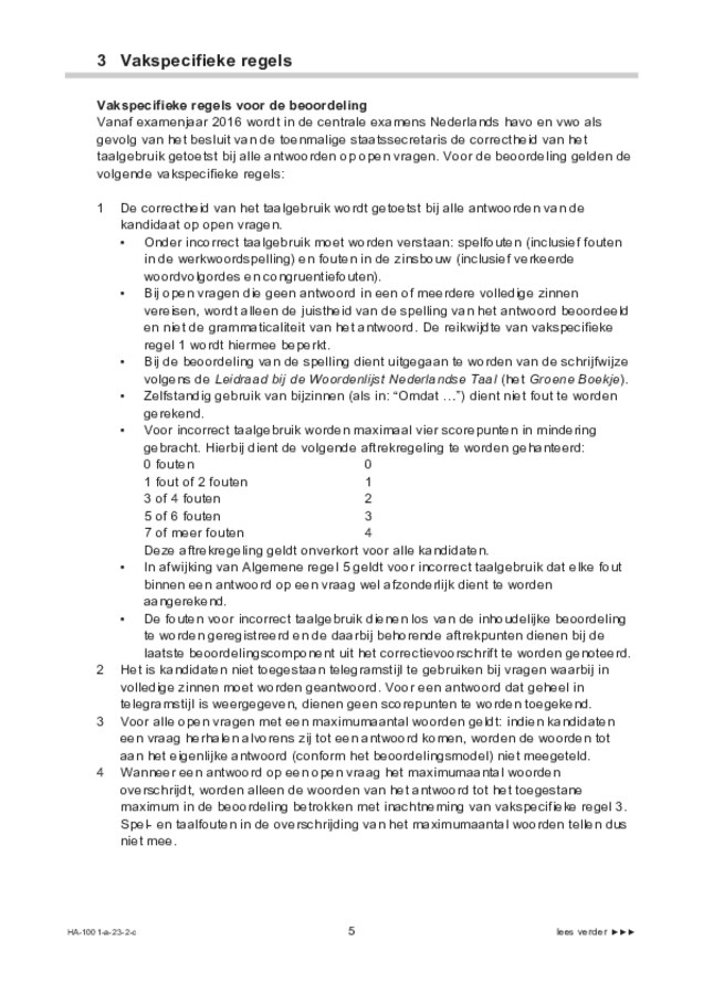 Correctievoorschrift examen HAVO Nederlands 2023, tijdvak 2. Pagina 5