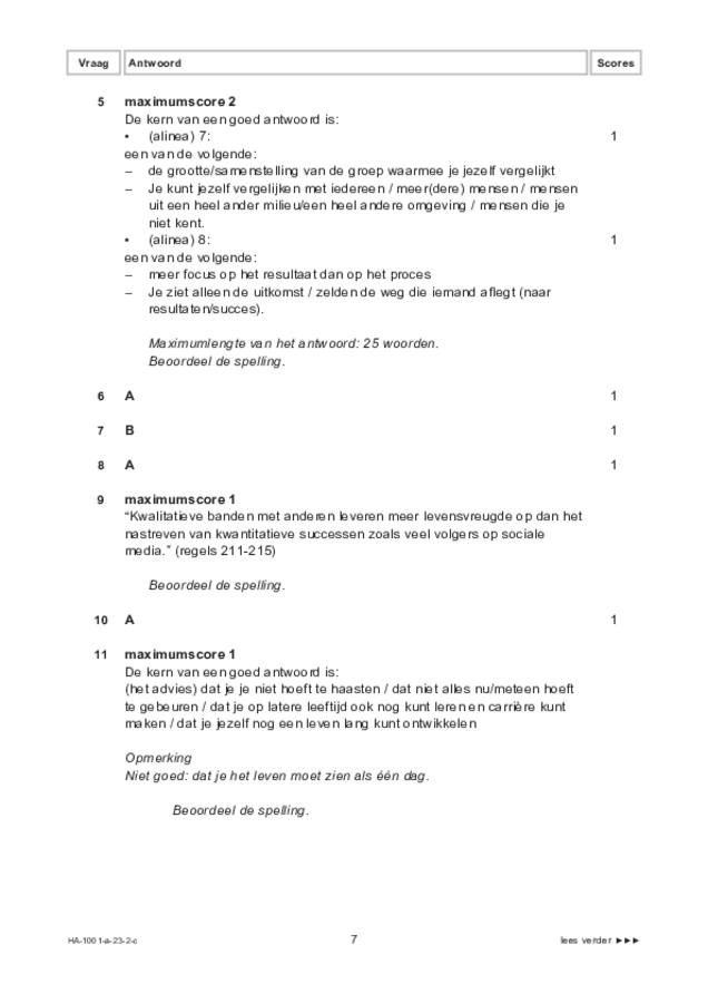 Correctievoorschrift examen HAVO Nederlands 2023, tijdvak 2. Pagina 7