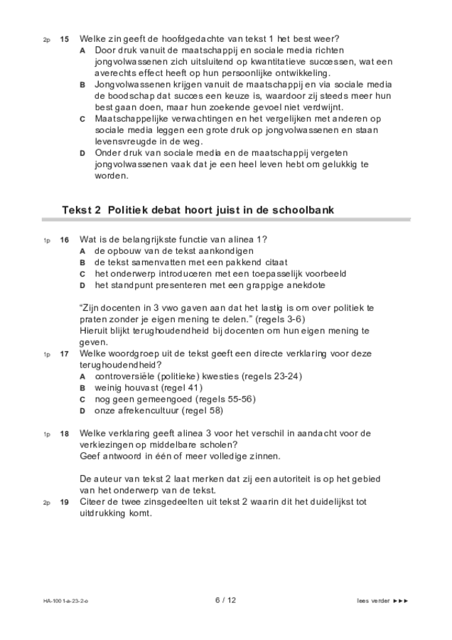 Opgaven examen HAVO Nederlands 2023, tijdvak 2. Pagina 6