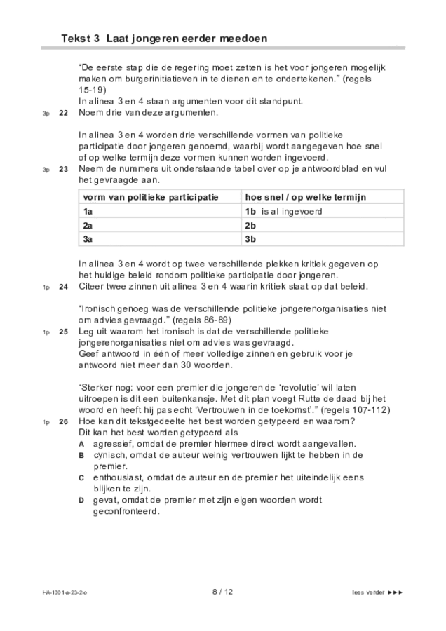 Opgaven examen HAVO Nederlands 2023, tijdvak 2. Pagina 8