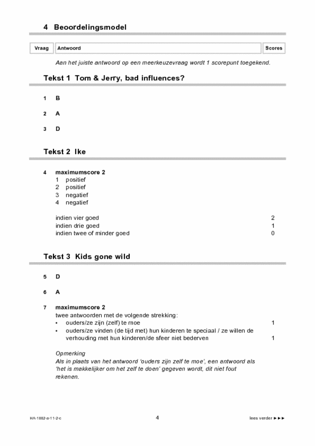 Correctievoorschrift examen HAVO Engels 2011, tijdvak 2. Pagina 4