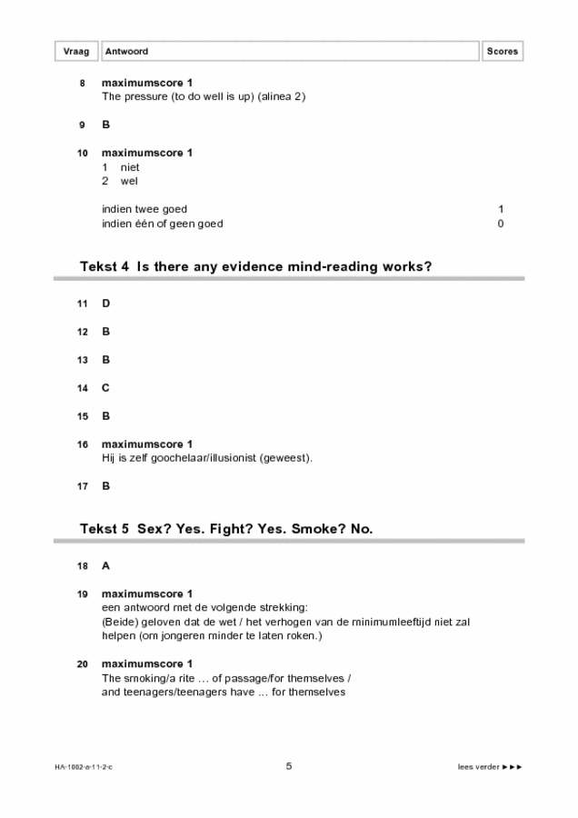 Correctievoorschrift examen HAVO Engels 2011, tijdvak 2. Pagina 5
