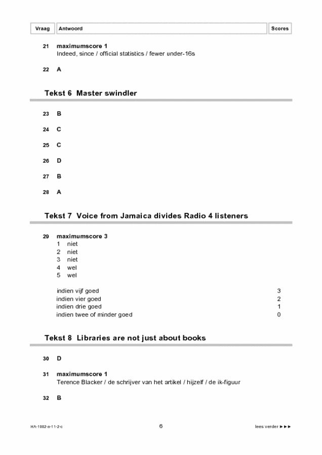 Correctievoorschrift examen HAVO Engels 2011, tijdvak 2. Pagina 6