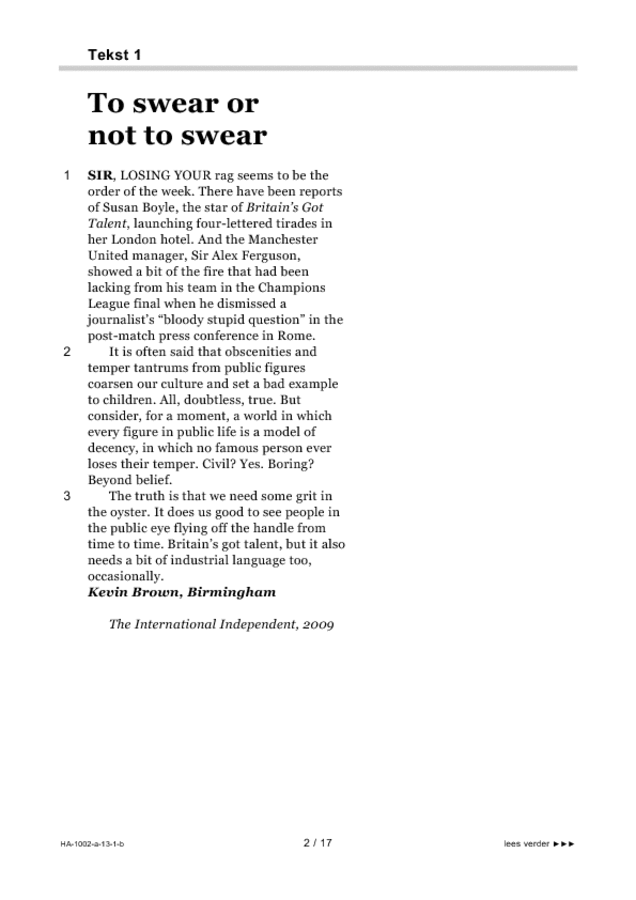 Bijlage examen HAVO Engels 2013, tijdvak 1. Pagina 2