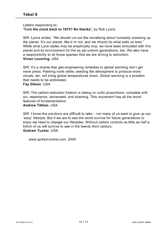 Bijlage examen HAVO Engels 2013, tijdvak 1. Pagina 14