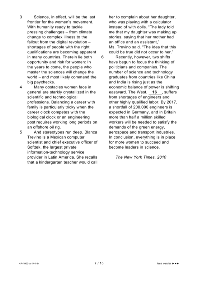 Bijlage examen HAVO Engels 2014, tijdvak 1. Pagina 7