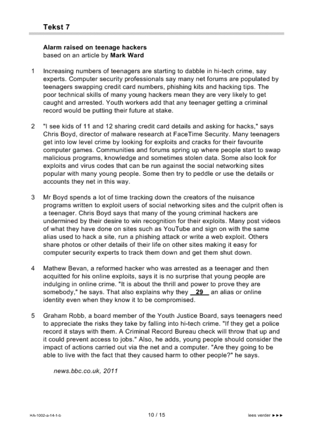 Bijlage examen HAVO Engels 2014, tijdvak 1. Pagina 10