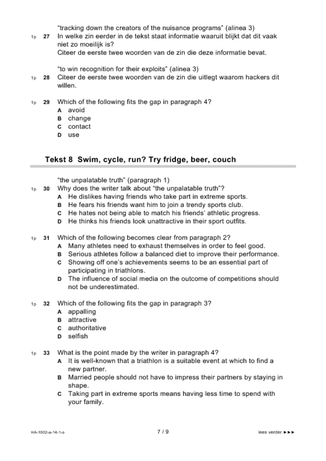 Opgaven examen HAVO Engels 2014, tijdvak 1. Pagina 7