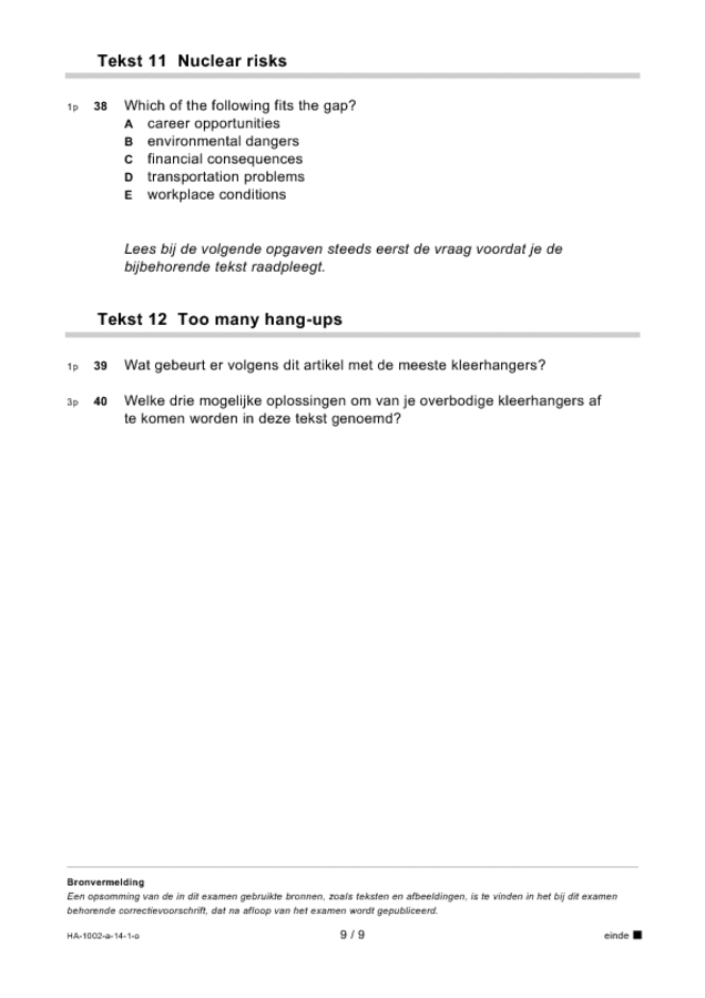 Opgaven examen HAVO Engels 2014, tijdvak 1. Pagina 9