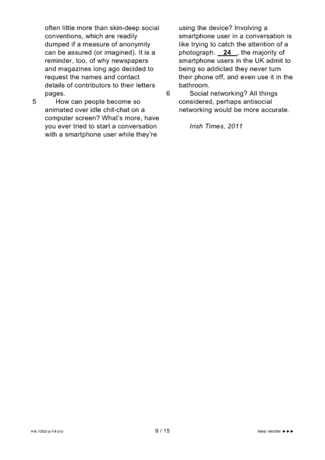 Bijlage examen HAVO Engels 2014, tijdvak 2. Pagina 9