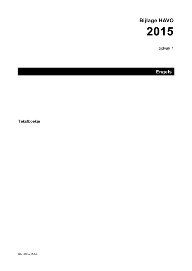 Bijlage examen HAVO Engels 2015, tijdvak 1. Pagina 1