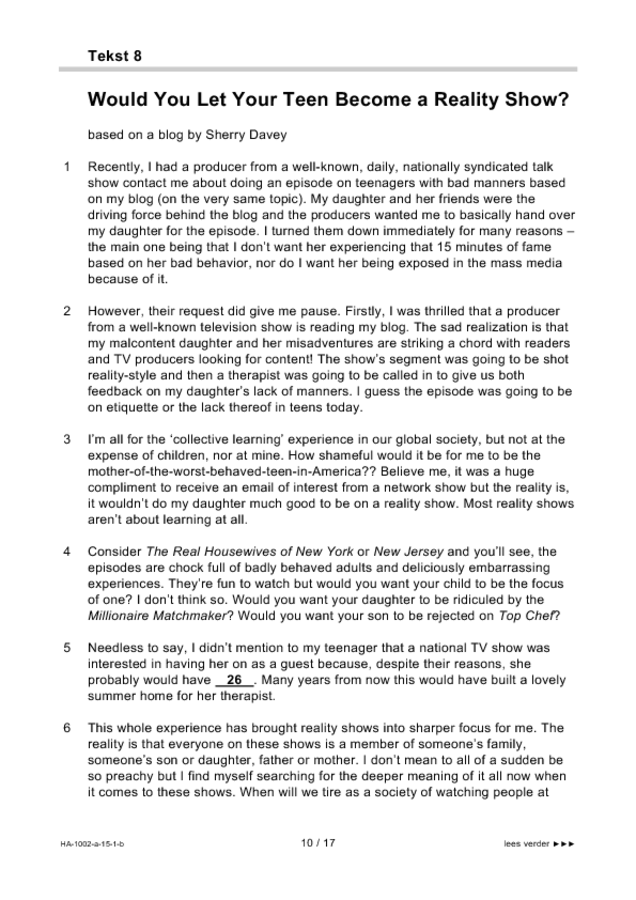 Bijlage examen HAVO Engels 2015, tijdvak 1. Pagina 10