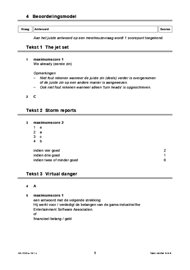 Correctievoorschrift examen HAVO Engels 2019, tijdvak 1. Pagina 5