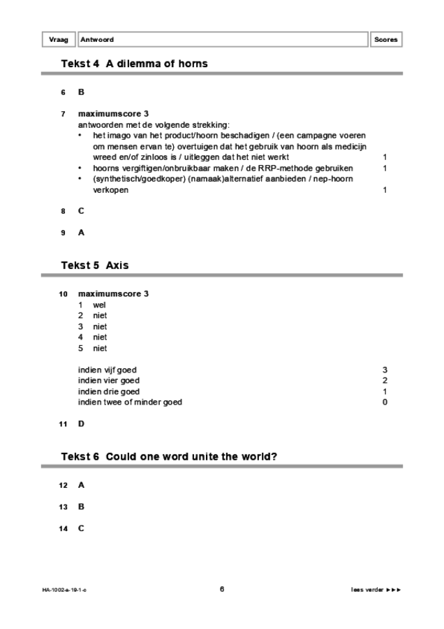 Correctievoorschrift examen HAVO Engels 2019, tijdvak 1. Pagina 6