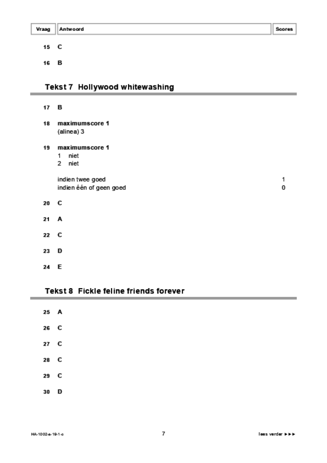 Correctievoorschrift examen HAVO Engels 2019, tijdvak 1. Pagina 7
