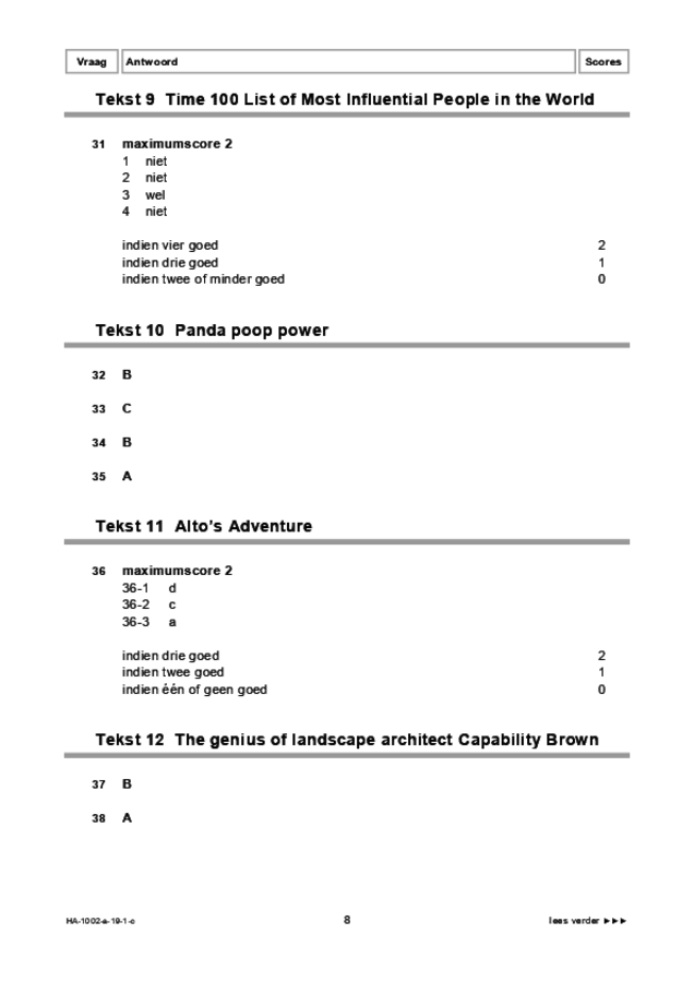 Correctievoorschrift examen HAVO Engels 2019, tijdvak 1. Pagina 8
