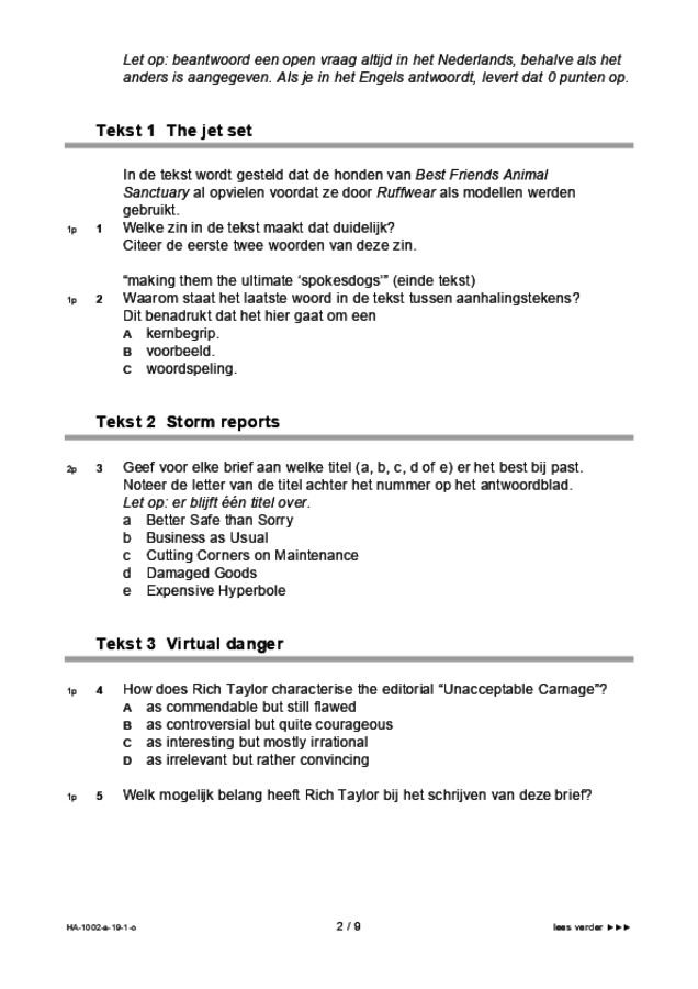 Opgaven examen HAVO Engels 2019, tijdvak 1. Pagina 2